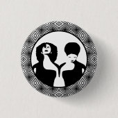 Afrocentric Art抽象芸術黒人女性 缶バッジ (正面)