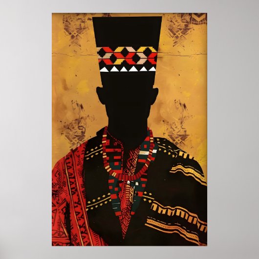 Afrocentric Art Print Faceless Man Silhouette ポスター (正面)
