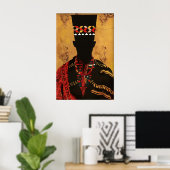 Afrocentric Art Print Faceless Man Silhouette ポスター (ホームオフィス)