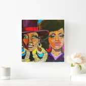 Afrocentric Badu vs Scott Acrylic Wall Clock スクエア壁時計 (ホーム)