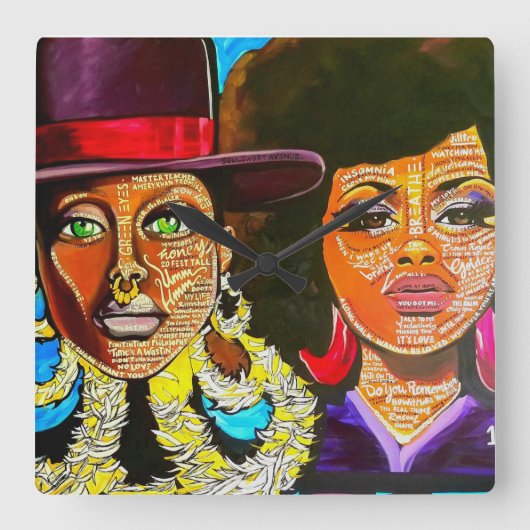 Afrocentric Badu vs Scott Acrylic Wall Clock スクエア壁時計 (正面)