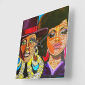 Afrocentric Badu vs Scott Acrylic Wall Clock スクエア壁時計 (傾斜)