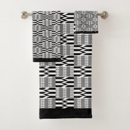Afrocentric Black and White Kente バスタオルセット