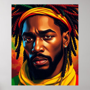 Afrocentric Bro African Menメラニンブルブラックパパ ポスター