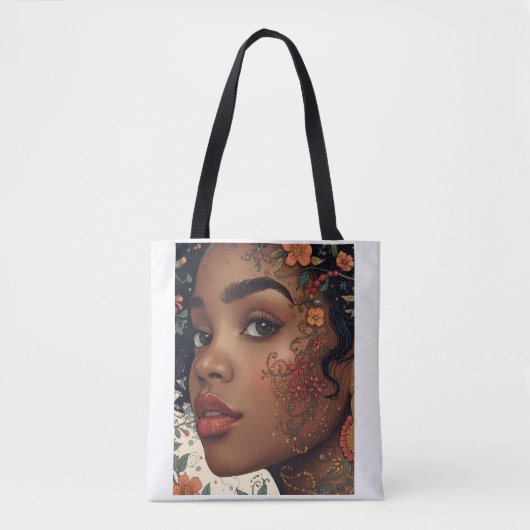 Afrocentric Floral Portrait Tote | Serenity Noire トートバッグ (正面)
