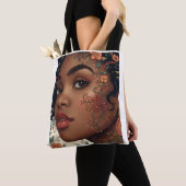 Afrocentric Floral Portrait Tote | Serenity Noire トートバッグ (クローズアップ)