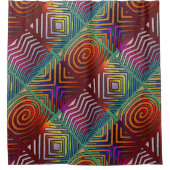 Afrocentric Geometricモチーフ シャワーカーテン (正面)