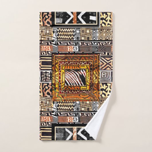 Afrocentric Geometric:文化しゃれている バスタオルセット (ハンドタオル)