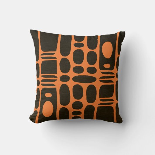 Afrocentric Geometric Brown & Chrome Orange クッション (正面)
