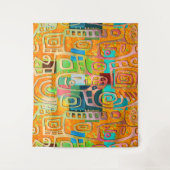 Afrocentric Geometric in Bold Orange & Chrome –  タペストリー (正面)