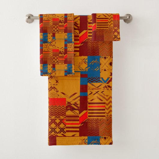 Afrocentric Geometric Print Bath Towel Set バスタオルセット (インサイチュ)