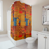 Afrocentric Geometric Print Shower Curtain  シャワーカーテン (インサイチュ)