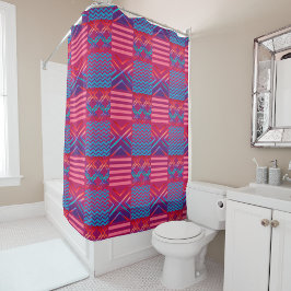 Afrocentric Geometric Print Shower Curtain  シャワーカーテン