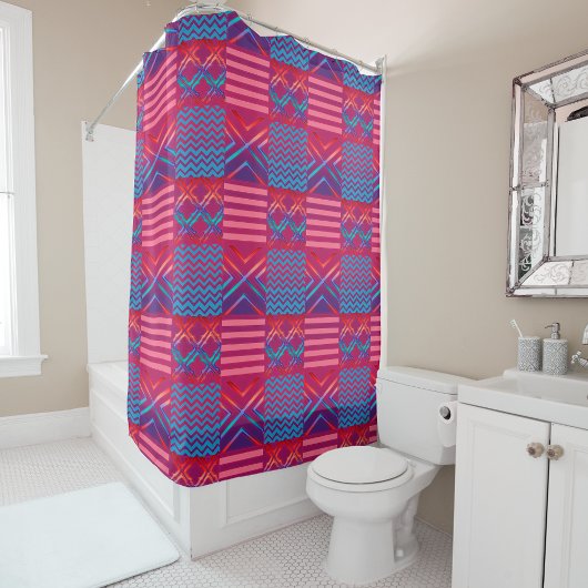Afrocentric Geometric Print Shower Curtain  シャワーカーテン