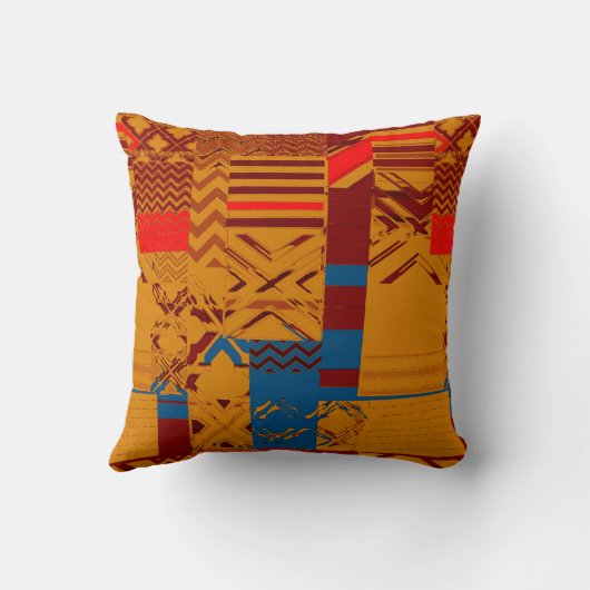 Afrocentric Geometric Print Throw Pillow クッション (裏面)