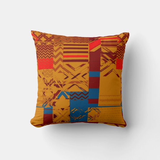 Afrocentric Geometric Print Throw Pillow クッション (正面)