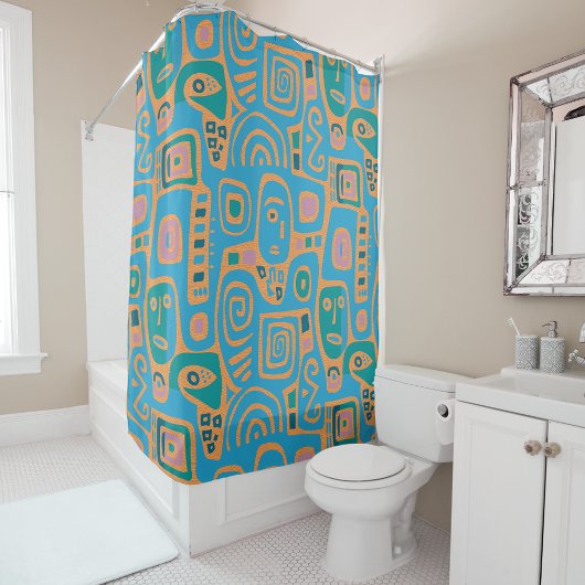 Afrocentric Geometric Shower Curtains シャワーカーテン