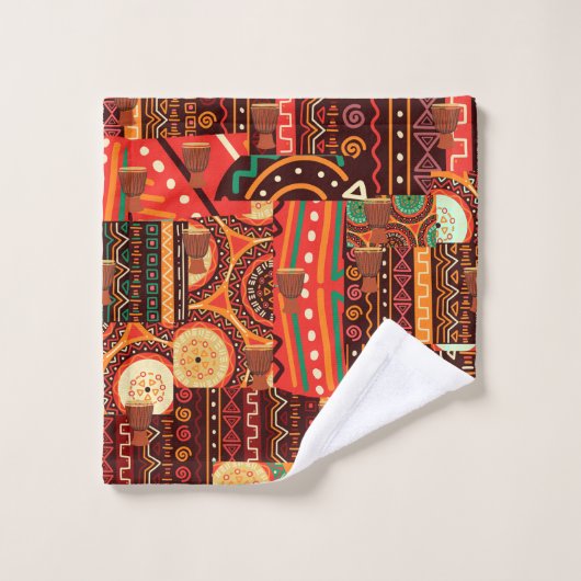 Afrocentric Kenteの部族模様 ウォッシュタオル (ウォッシュタオル)