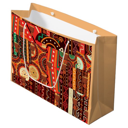 Afrocentric Kenteの部族模様 ラージペーパーバッグ (正面アングル)