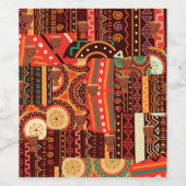 Afrocentric Kenteの部族模様 ワインラベル (シングルラベル)