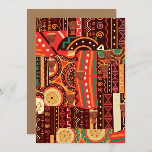 Afrocentric Kente Tribal Pattern 招待状 (正面/裏面)