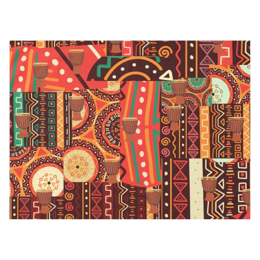 Afrocentric Kente Tribal Pattern Decor テーブルクロス (正面(横))