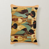 Afrocentric Renaissance Women パターン（の模様が）ある 16"+12" アクセントクッション (裏面(縦))