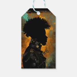 Afrofuturistic Steampunk Man in Black ギフトタグ