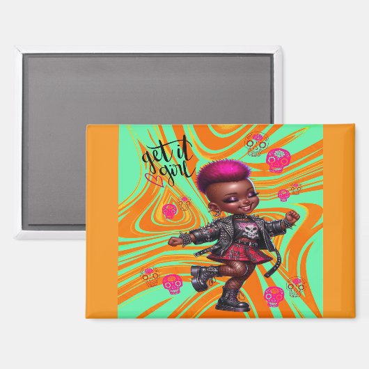Afropunk Get It Girl Orange Magnet マグネット (正面/裏面)