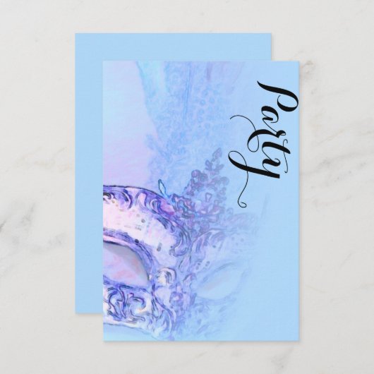 Afterパーティーエレガントマスカレード青と紫 招待状 (正面/裏面)