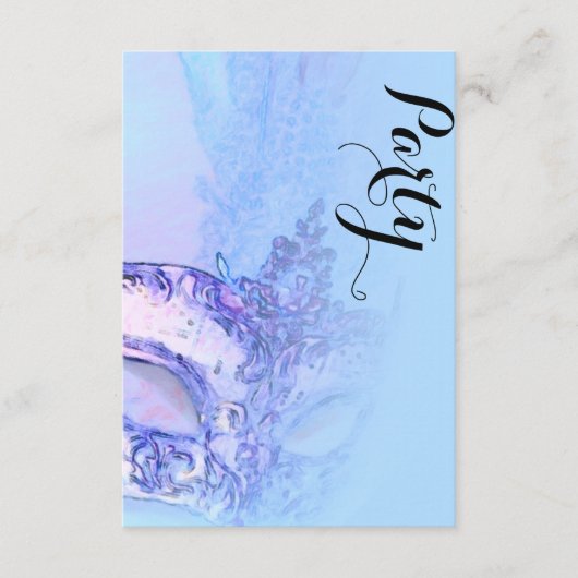 Afterパーティーエレガントマスカレード青と紫 招待状 (正面)