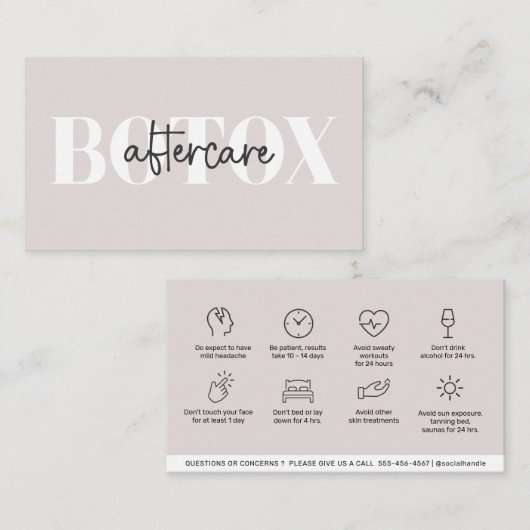 After Care Botoxモダン Instructions名刺 名刺 (正面/裏面)