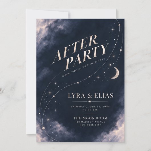 After Party への招待状 | 月明かり輝くシルバー 招待状 (正面)