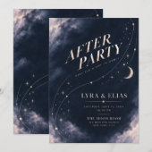 After Party への招待状 | 月明かり輝くシルバー 招待状 (正面/裏面)