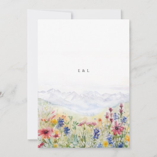 After Party Mountains Meadow Wildflowers Wedding 招待状 (裏面)