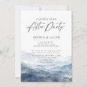 After Party Mountains Range Dusty Blue Wedding 招待状 (正面)