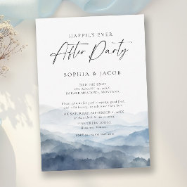 After Party Mountains Range Dusty Blue Wedding 招待状