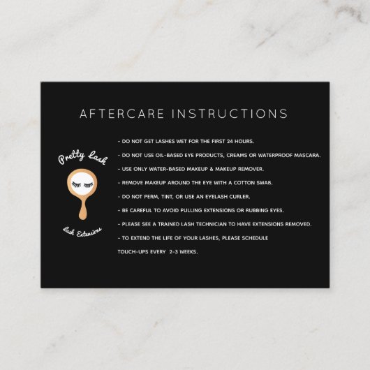 AfterCare for Lash Extensionsサロン 名刺 (正面)