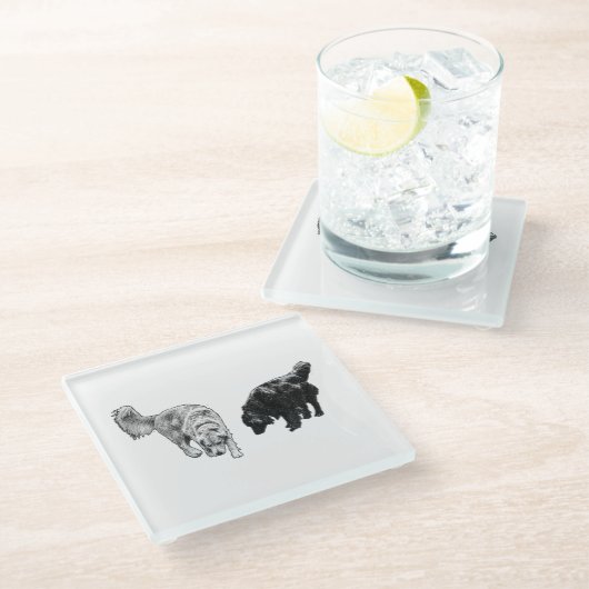 Afterglow Dot Sip — Retriever Duo ガラスコースター (アングル)