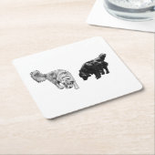 Afterglow Dot Sip — Retriever Duo スクエアペーパーコースター (アングル)