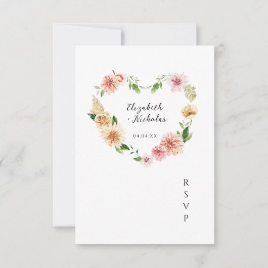 Afterglow Garden Floral Heart QR Code Wedding RSVP (正面)