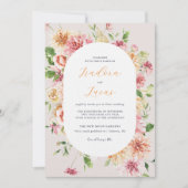 Afterglow Garden Floral Oval Frame Wedding 招待状 (正面)