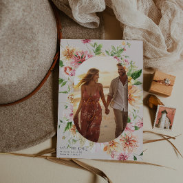Afterglow Garden Floral Photo Save the Date Card セーブザデート