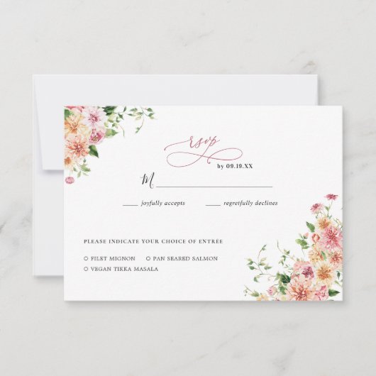 Afterglow Garden Floral Wedding RSVP (正面)