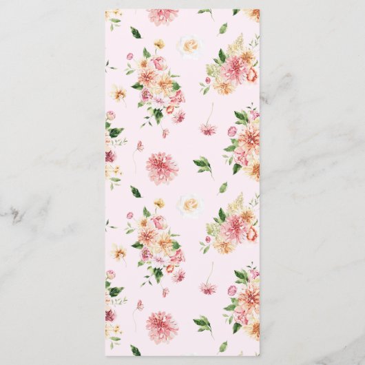 Afterglow Garden Florals Wedding Menu メニュー (裏面)