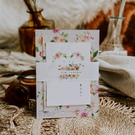 Afterglow Monogram | Romantic Floral Wedding 招待状ベリーバンド