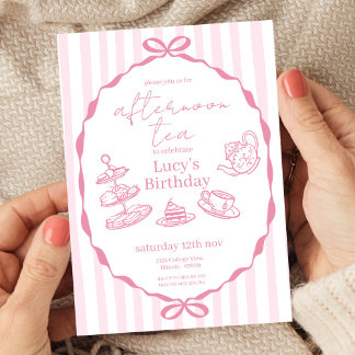 Afternoon Tea Birthday | Pink Tea Party 招待状