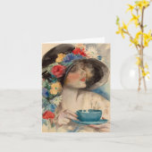 Afternoon Tea - Harrison Fisher カード (黄色い花)