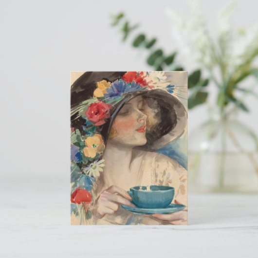 Afternoon Tea - Harrison Fisher ポストカード (スタンド正面)