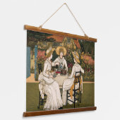 Afternoon Tea in Garden, Tea,Cake,& Friendship Art 吊り下げ型タペストリー (傾斜あり)